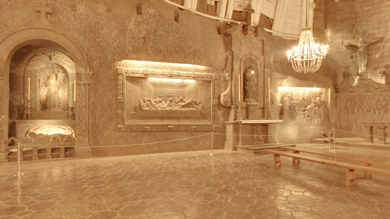 Illustration for article titled Take a Street View Tour of an Underground Chapel Built Out of Salt